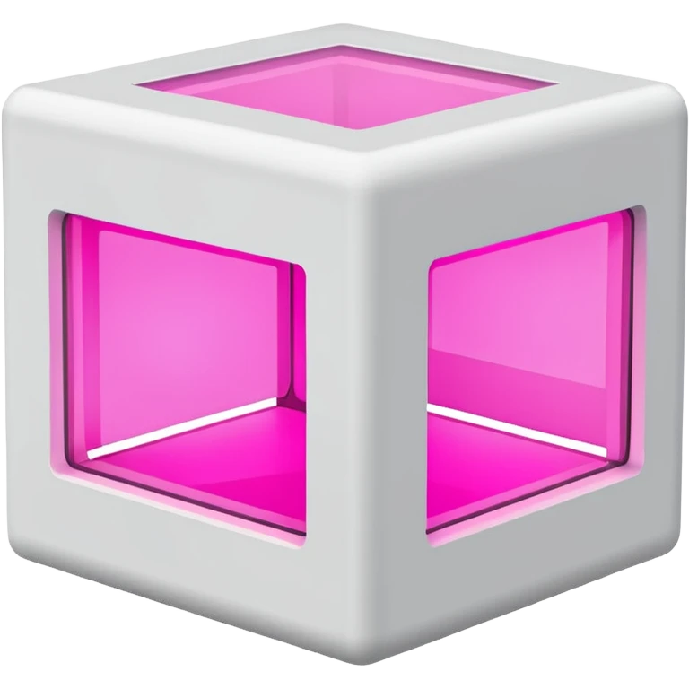 Сделай русскую панельку белого цвета. Она должна быть в виде куба, а также с окнами 3 на 3 на каждом фасаде. Некоторые окна неоново-розовые. Сверху окна нет emoji