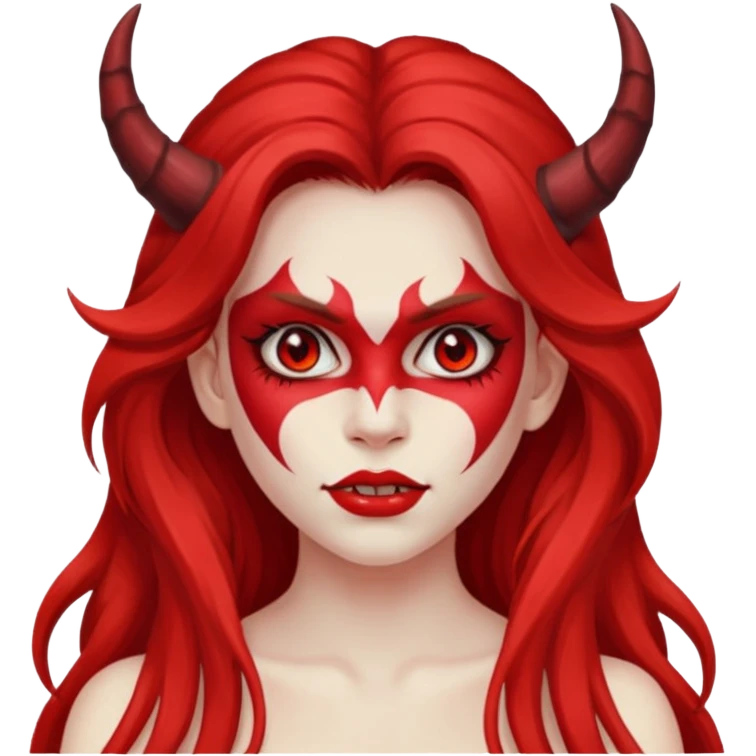a long-haired red face paint devil girl  emoji