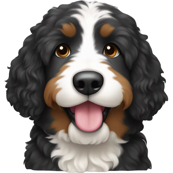 Bernedoodle with mouth closed emoji
