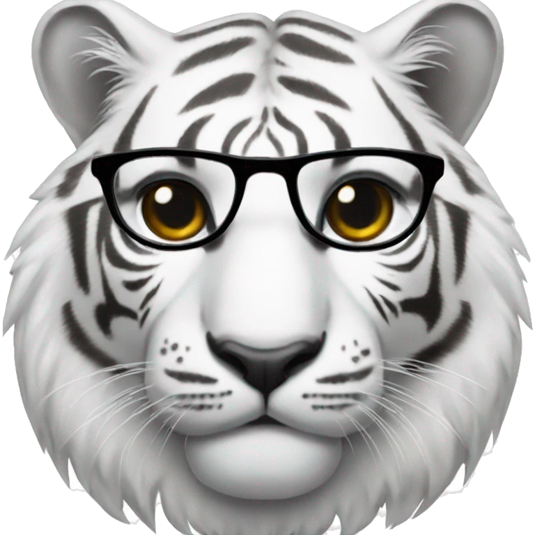 white tiger with black eyeglases emoji