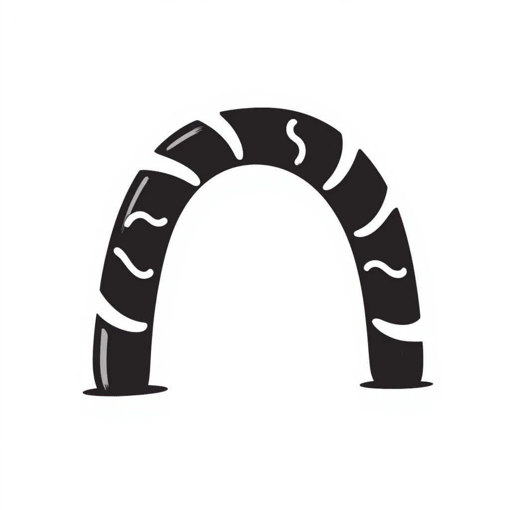 an arch, hand-drawn doodle style, playful lines, sketchy look, black on white background emoji