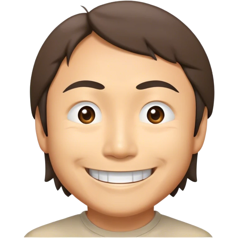 ​Cinematic Realistic Portrait of a Smiling Shigeru Miyamoto, depicted with warm, approachable features, showing a giant smile with expressive eyes, set against a subtle backdrop, inviting lighting that captures his innovative spirit emoji