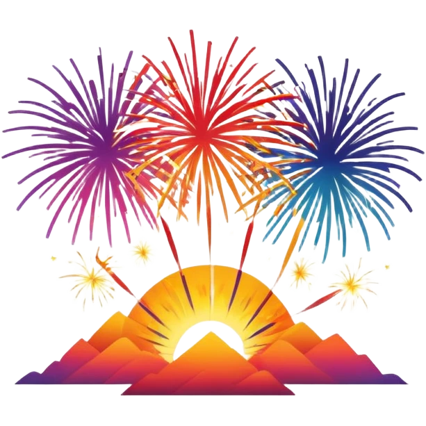 Breach sunset with fireworks  emoji