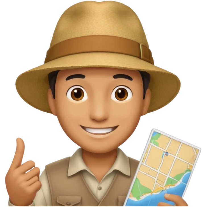 Man + hat + map,Jungle Explorers. emoji