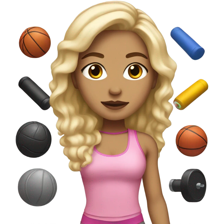 Fit pretty Blonde girl with light skin wearing a gym baddie outfit emoji