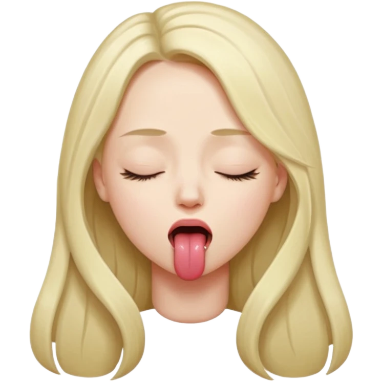 female , with long hair , eyes closed, tongue sticking out one side of mouth, strangling herself emoji