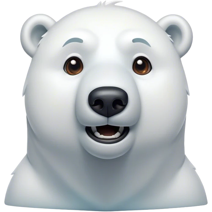Cinematic Comical Polar Bear Portrait Emoji, Head tilted dramatically with an exaggeratedly shocked expression, featuring a robust, snowy build with wide, comically expressive eyes full of humorous disbelief, Simplified yet hilariously expressive features, highly detailed, glowing with a slightly sassy polar glow, high shine, dramatic yet playful, stylized with an air of quirky arctic attitude, soft glowing outline, capturing the essence of a meme-worthy polar bear that appears ready to side-eye its way into viral fame! emoji