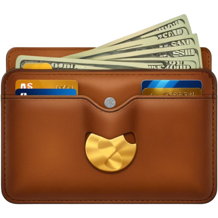 portefeuille marron avec pleins de billet et carte bancaire emoji
