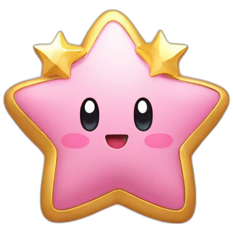 cute happy Kirby with a golden star emoji