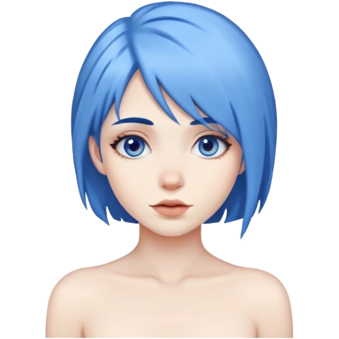 A nude woman with blue hair emoji