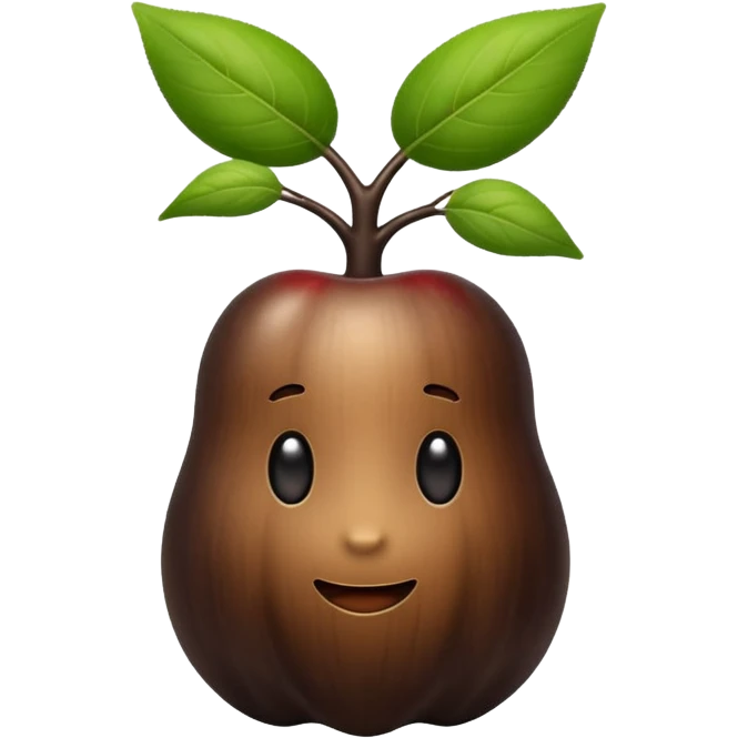 A black ginseng root (heuksam), in Apple iPhone emoji style. Dark brown-black glossy color, subtle texture on the root, elegant curves, vibrant but natural tones, smooth gradients, clean simple shapes, no outlines, slight 3D depth.
 emoji