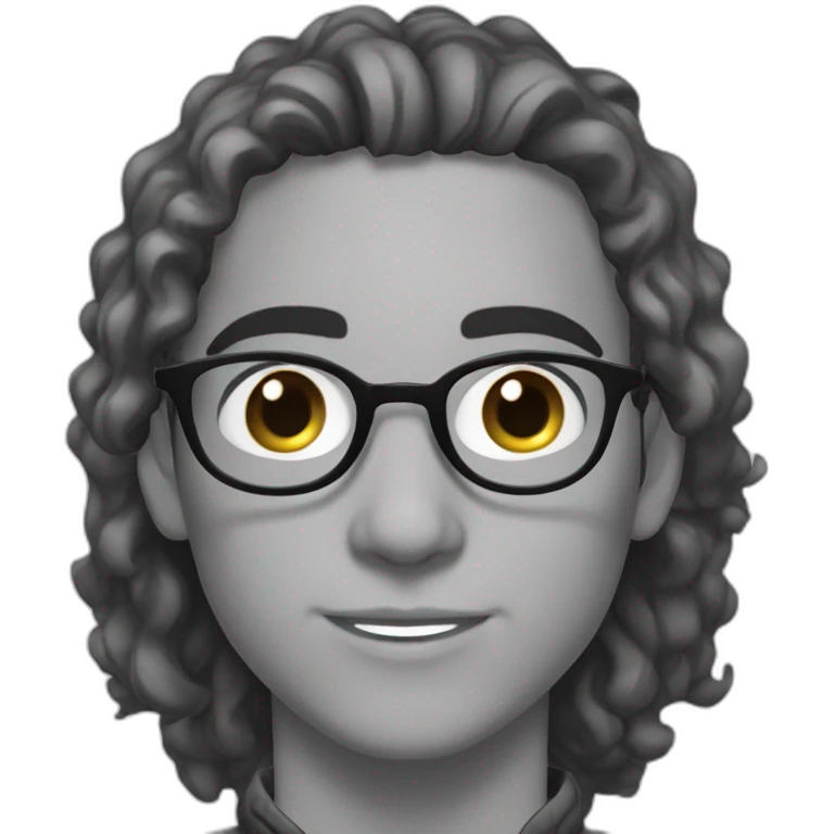 A beautiful Moroccan young man with blapck, wet hair and white skin, wearing round glasses and jacket emoji