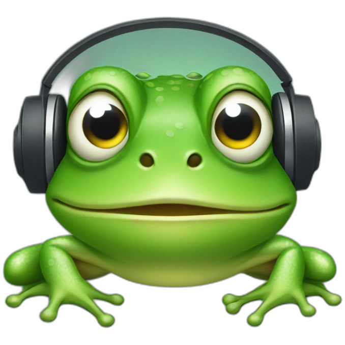 frog wearing headphones emoji