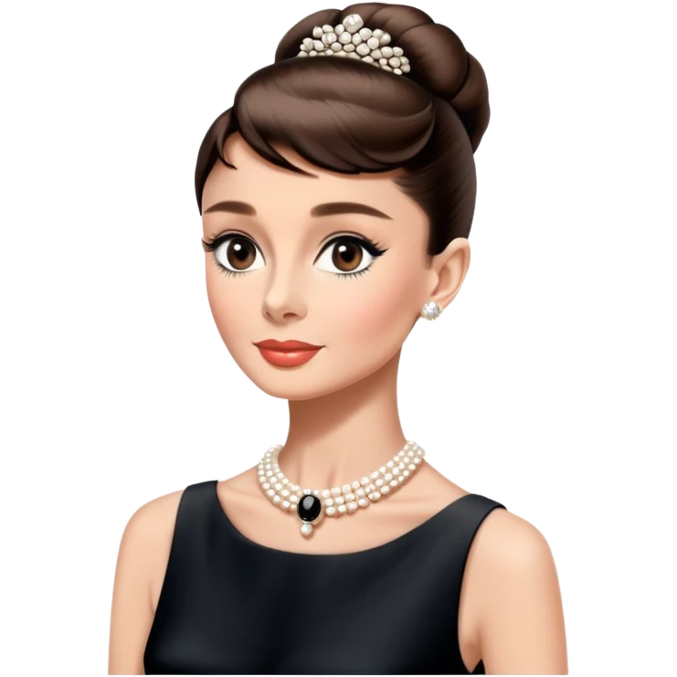 Audrey Hepburn portrait with classic updo hairstyle and elegant look emoji