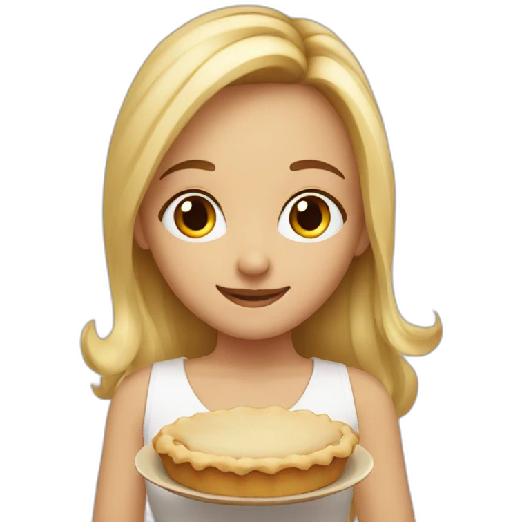 cute blonde girl with a pie emoji