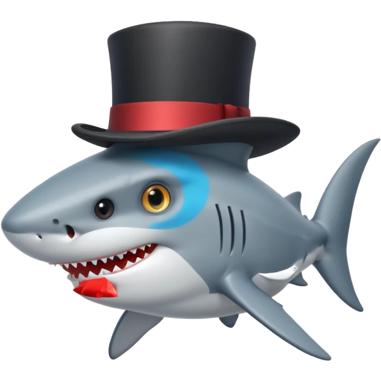 Shark with a top hat emoji
