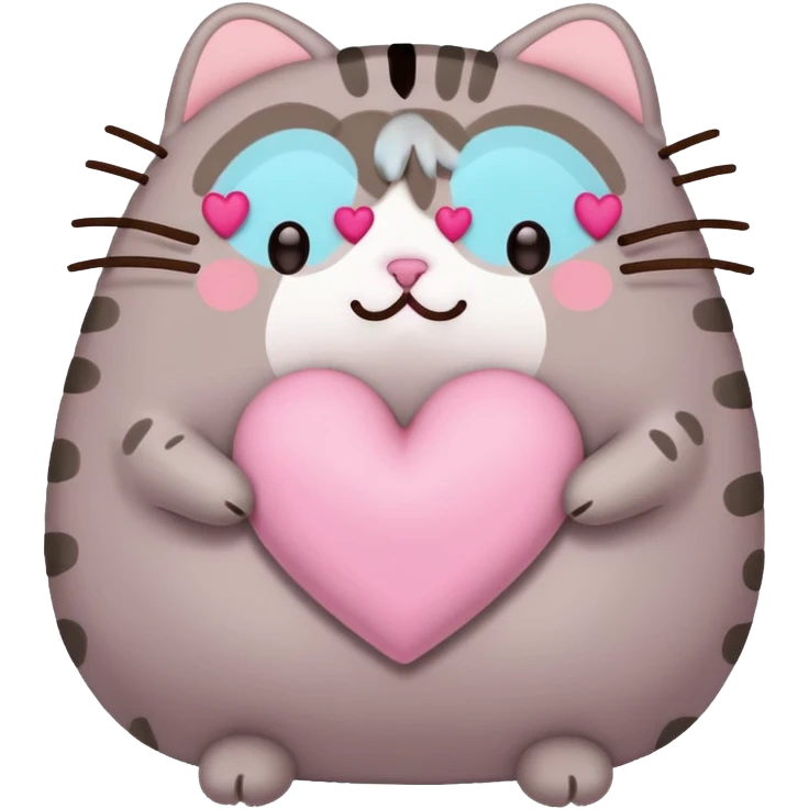 pusheen heart Pink cute emoji