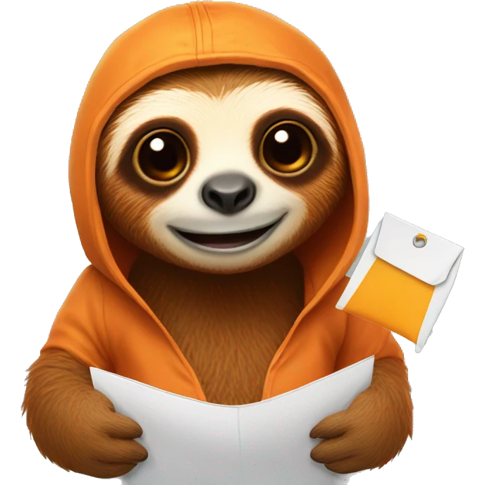 orange sloth receiving mail emoji