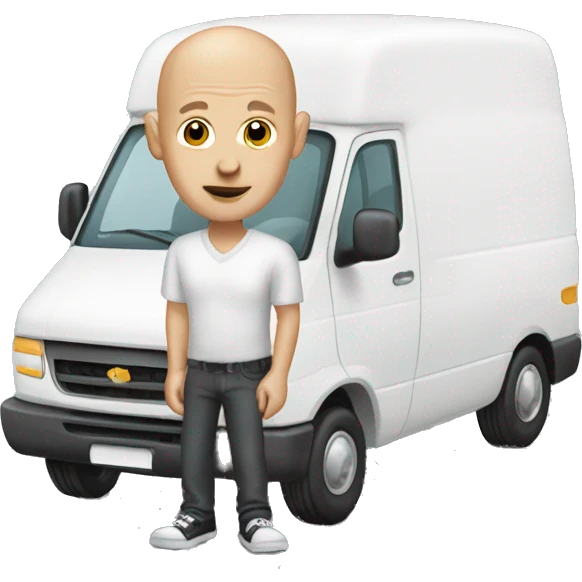Bald man with a white van  emoji