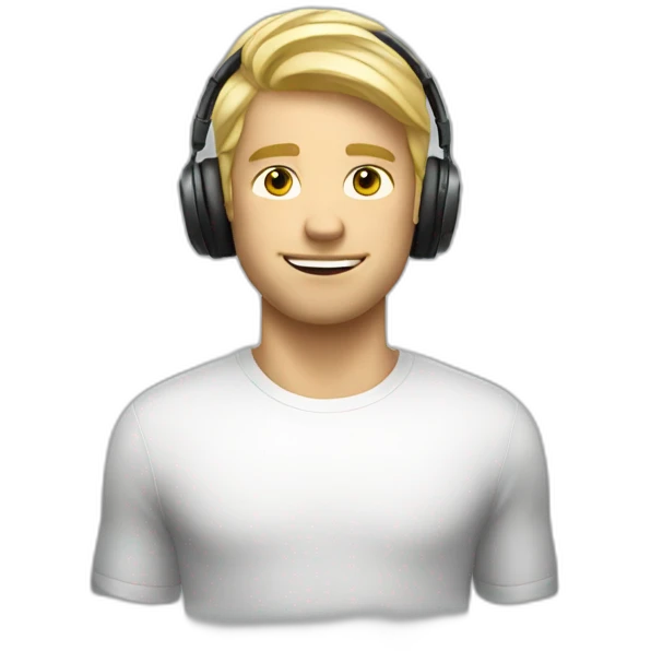 blond guy with headphones in the studio emoji