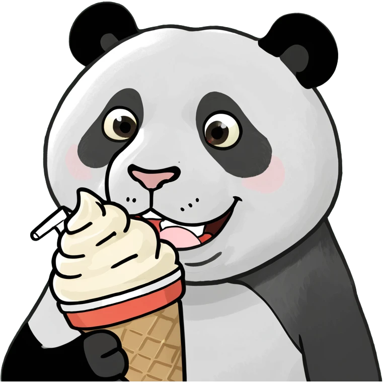 Panda eating ice cream emoji