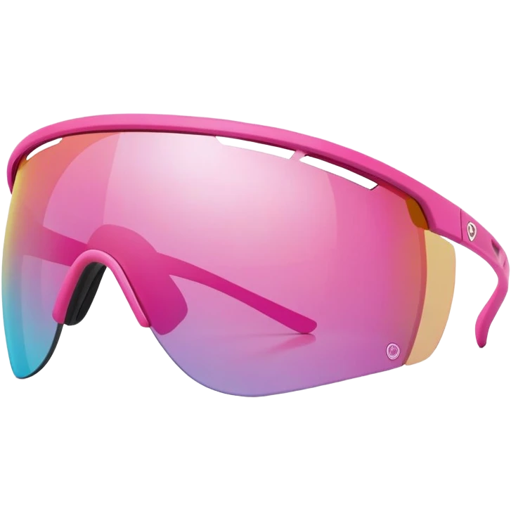 sporty pink shield visor sunglasses with aerodynamic shape, athletic design, wraparound one-piece lens emoji