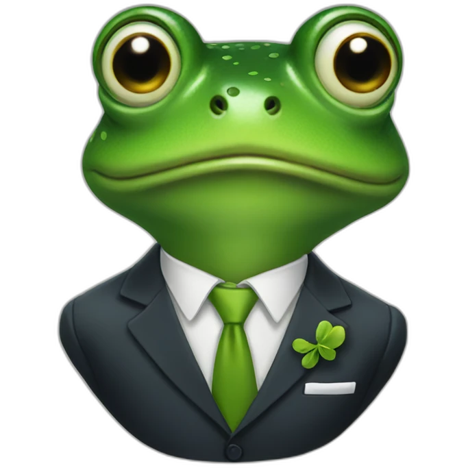Frog wearing a suit emoji