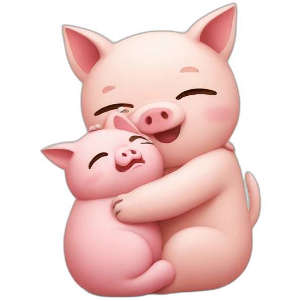 Cat hug pig emoji