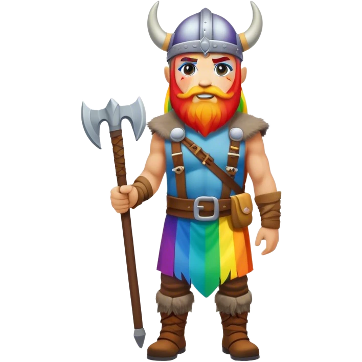rainbow skin face and body road builder full body as a viking emoji