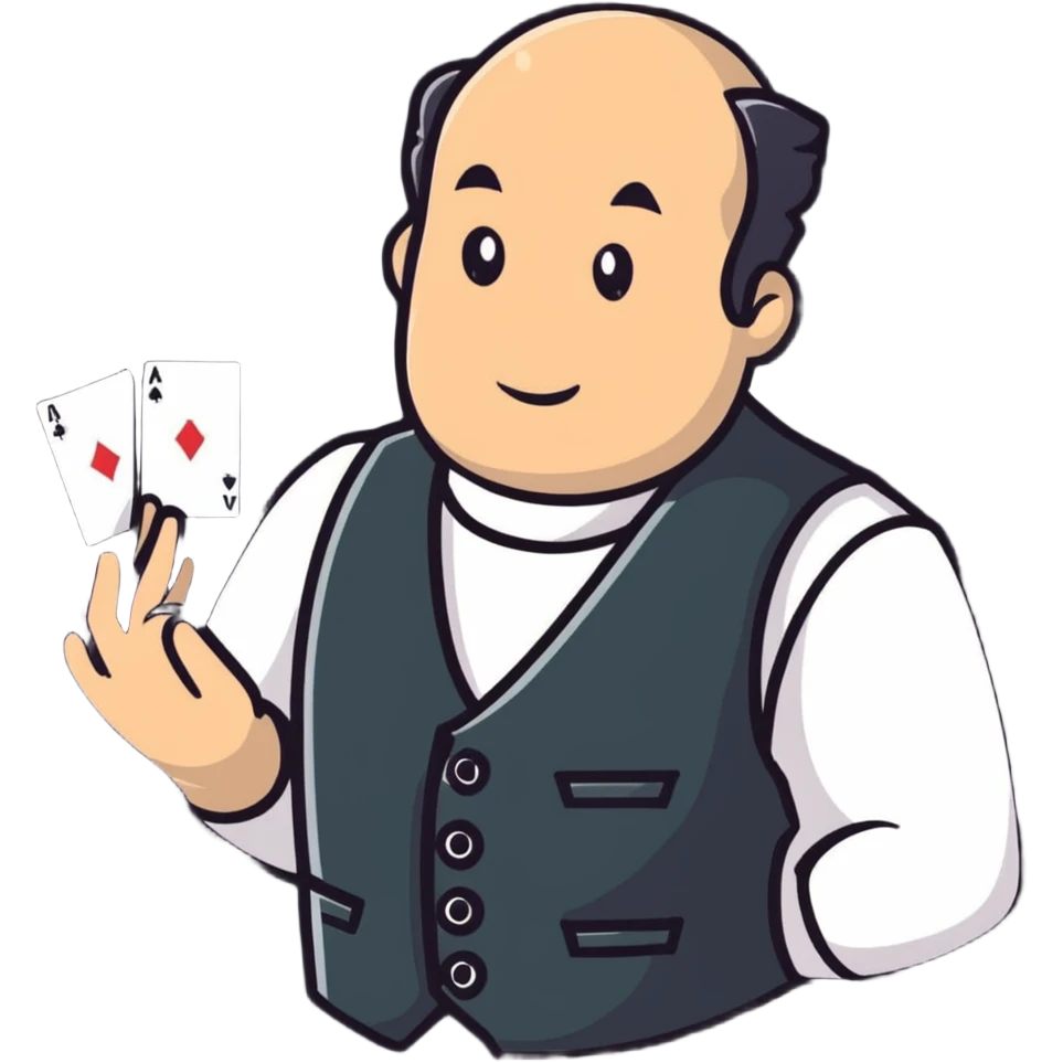 Card dealer in casino vest distributing playing cards emoji