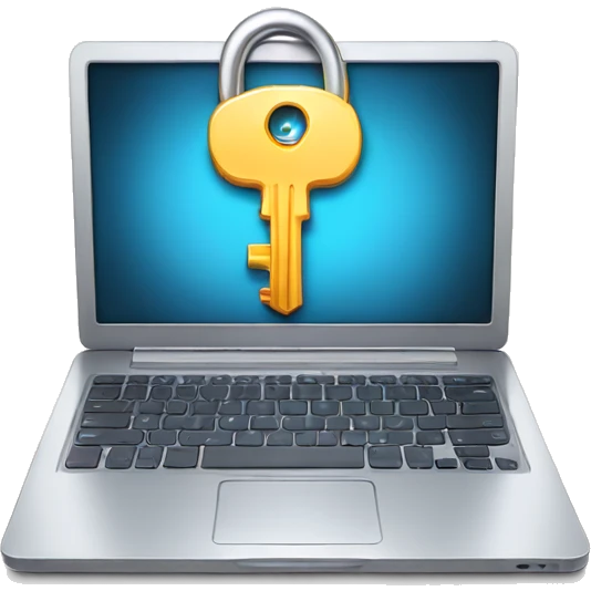 opened laptop with image of a key on the screen  emoji