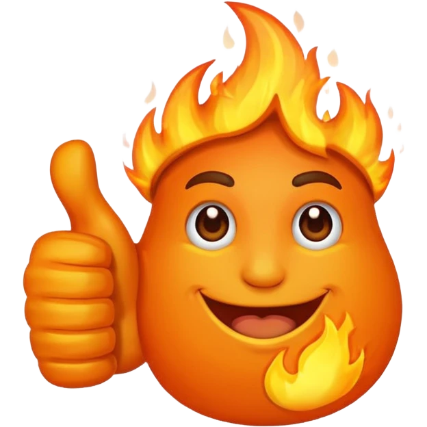 thumbs up with fire for thumb emoji