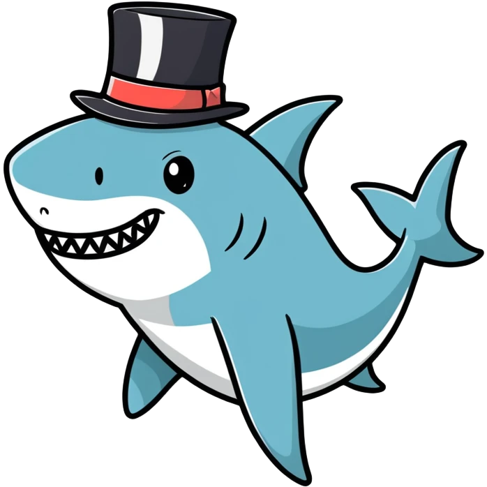 Shark with a top hat emoji