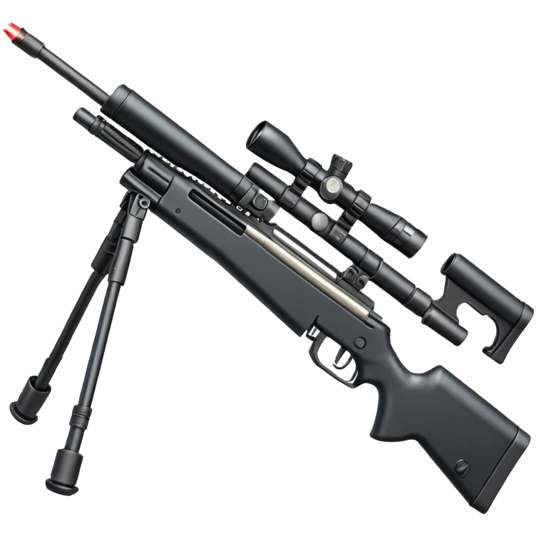 Mini ICBM launching lightweight sniper rifle wire stock, extended mag, assassin, bipod, laser emoji
