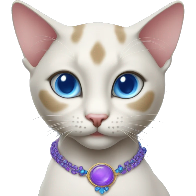 thai cat with blue eyes and purple necklace  emoji