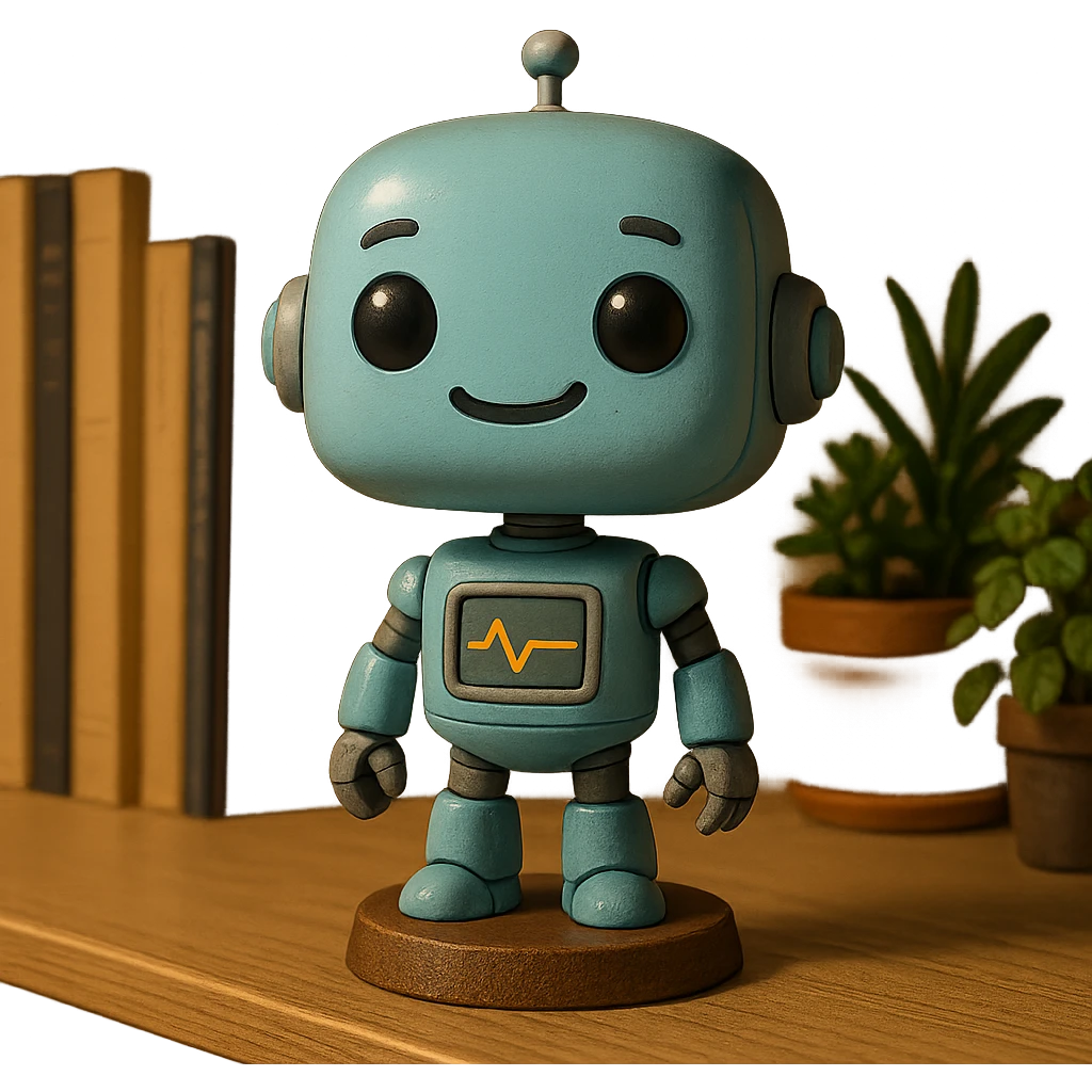 friendly bobblehead style robot emoji