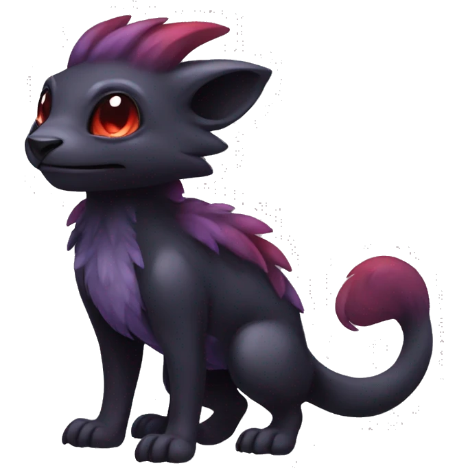 Cute cool dark black red purple animal hybrid Fakemon full body emoji