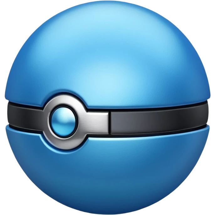 blue pokeball emoji, top half is a more saturated blue, bottom half is white, black stripe, with a metallic sheen emoji