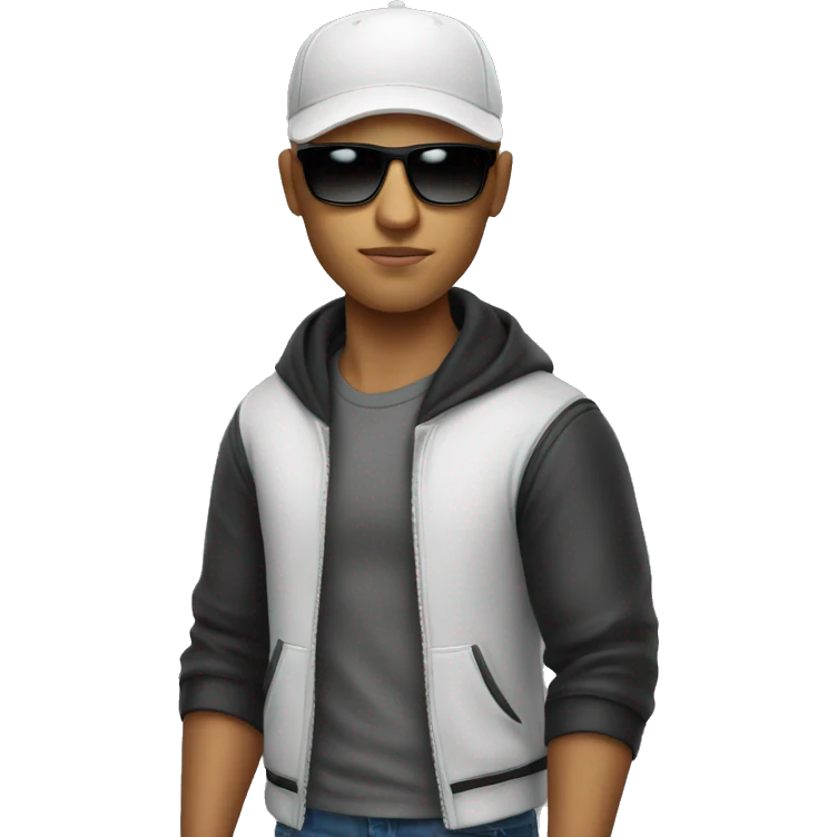 Bald Mexican young man with a baseball cap and sunglasses looking cool emoji