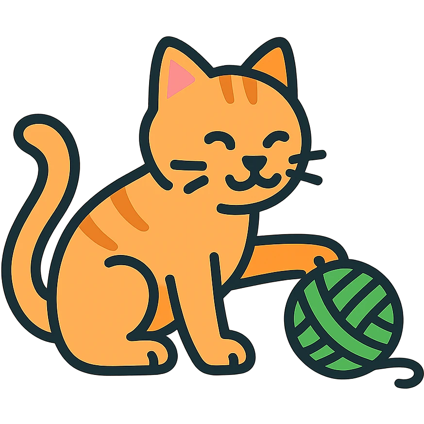 A cat playing with a ball of yarn emoji