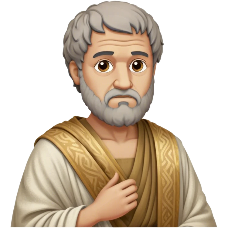 Cinematic Realistic portrait of Aristotle the philosopher, depicted as a wise, contemplative figure in detailed ancient Greek attire, with a textured draped robe and thoughtful expression, bathed in soft classical lighting that highlights his timeless intellect. emoji