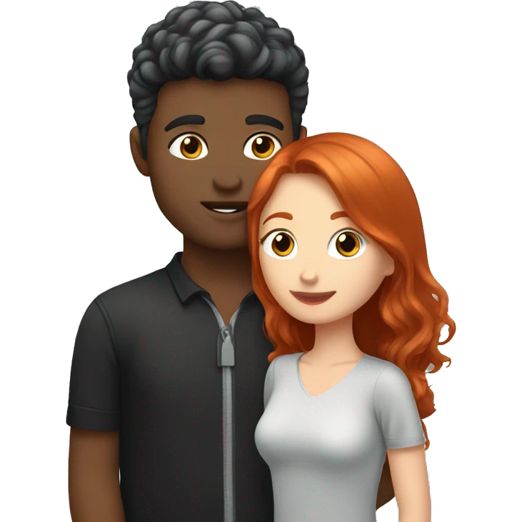 Redhead Girl Kissing silver/black haired man  emoji