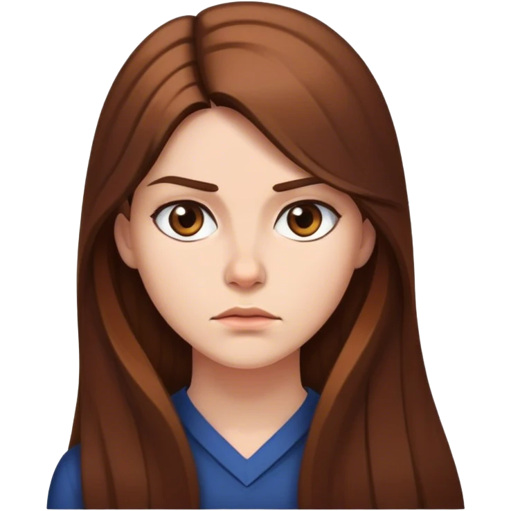 woman with Long Brown hair looking strict emoji