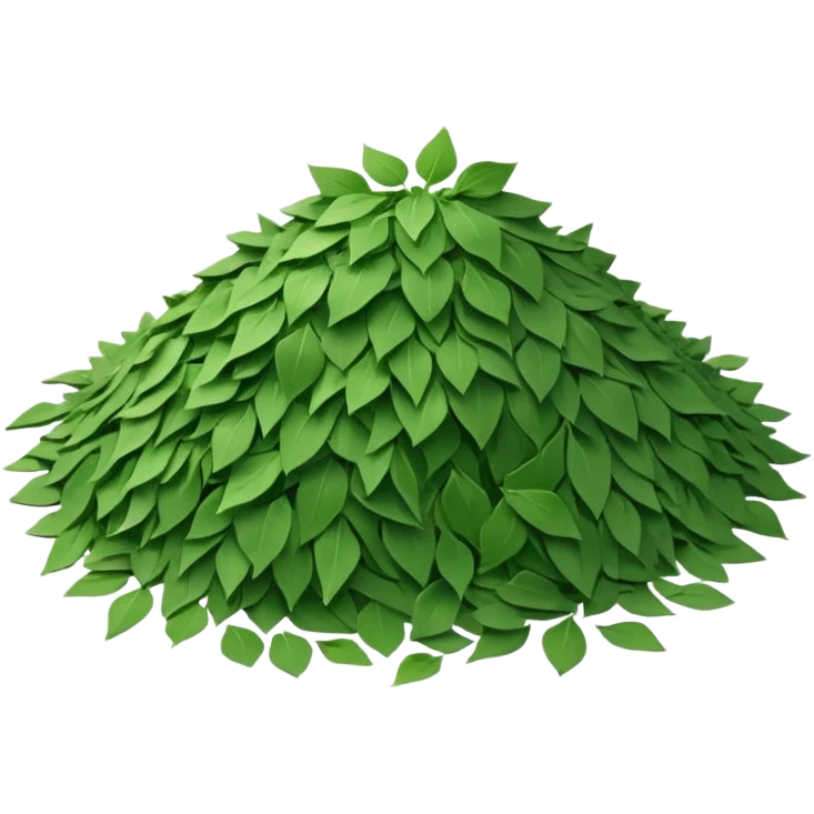 loose scatter of flat jagged green flakes, crisp and matte, evoking dried wild garlic, soft lighting, subtle shadows, emoji scale emoji