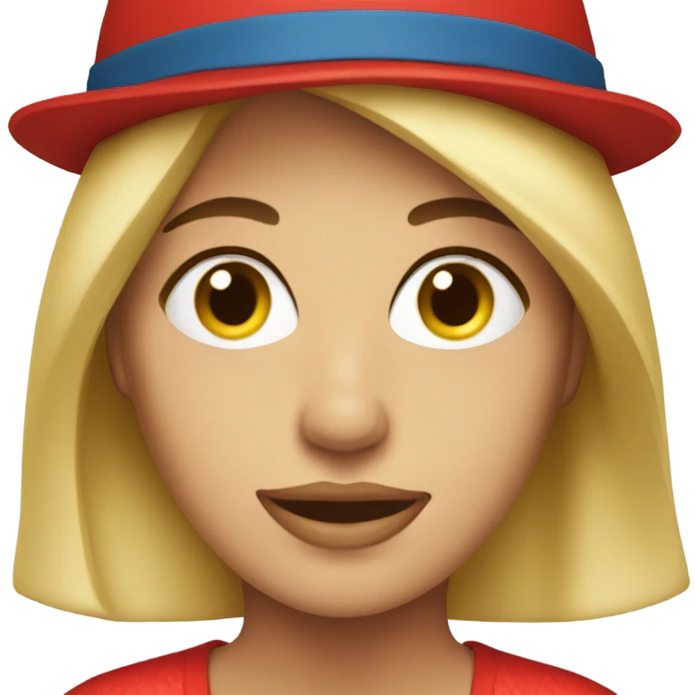 Blonde lady red hat emoji