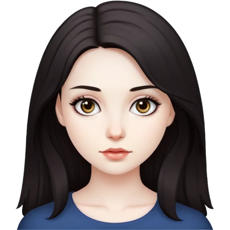красивая девушка с бледной кожей, темными глазами и волосами  emoji