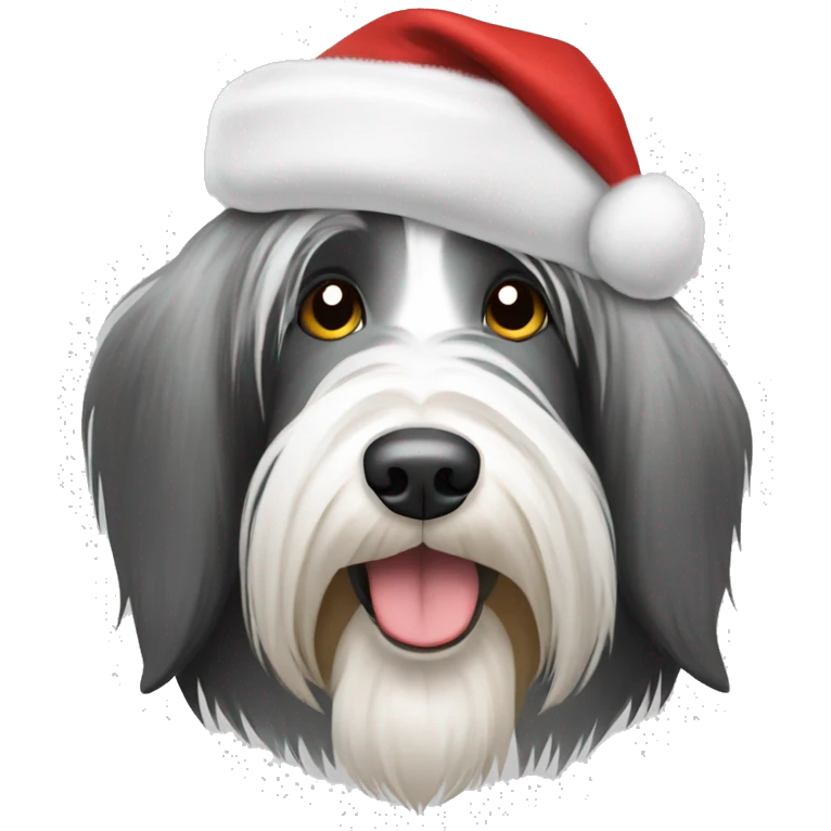 Bearded collie with Christmas hat  emoji