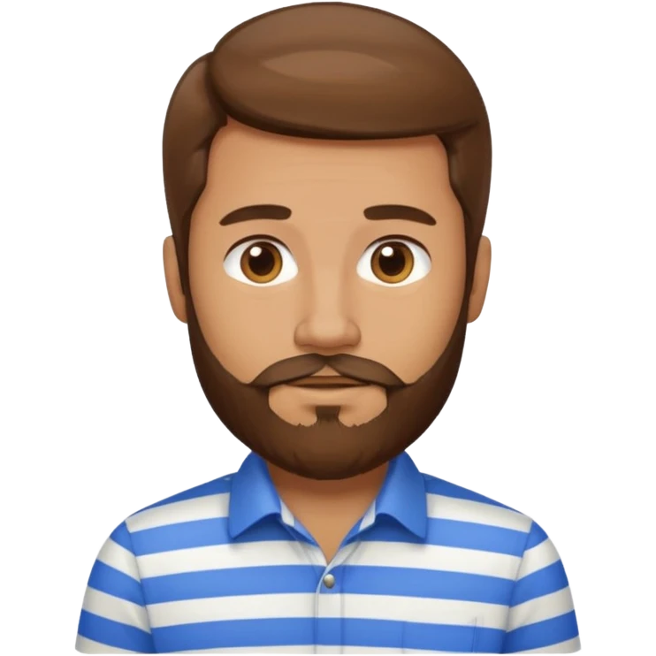 striped shirt with long hair and beard no moustache emoji