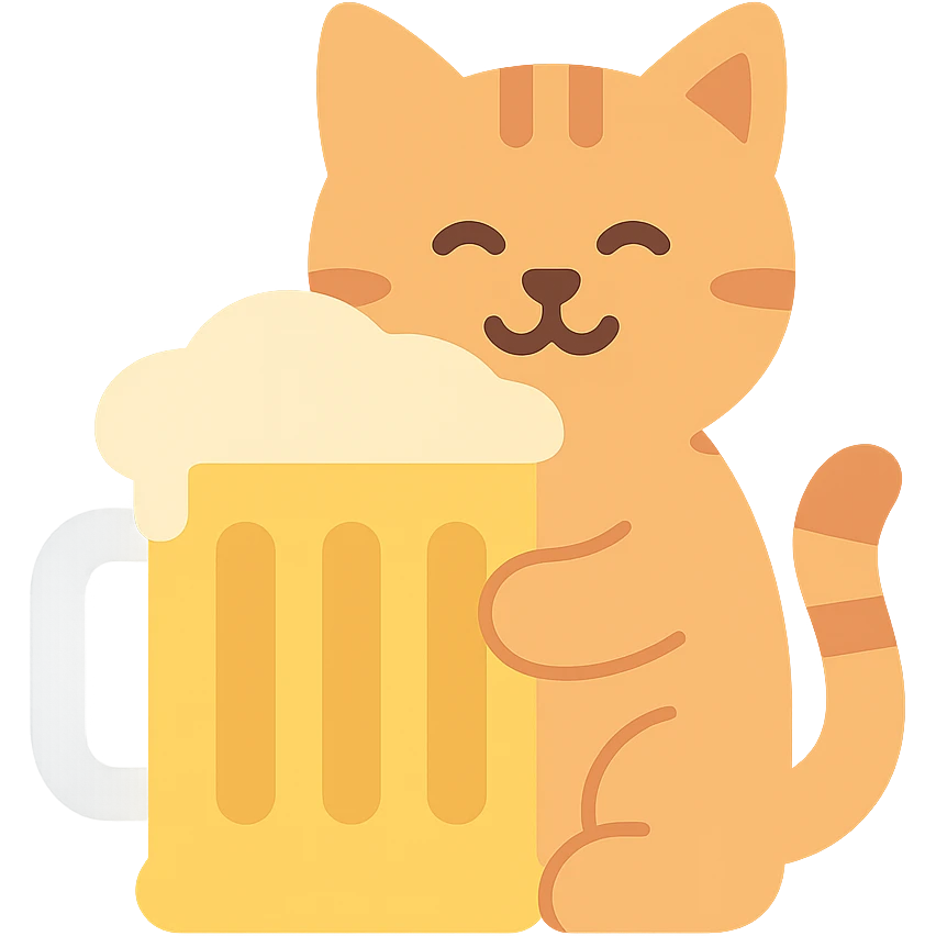 cat holding a giant beer mug emoji