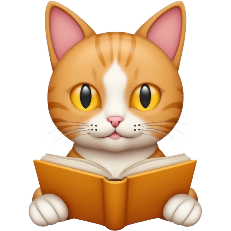 minimal outline icon of a cat reading, modern emoji